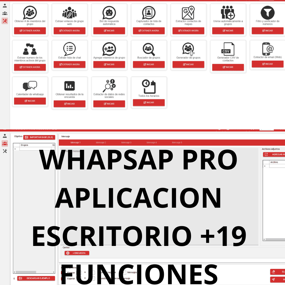 1 MES, WHATSAPP PRO ZIZ ROJO APP, +19 FUNCIONES 1 SOLA PC