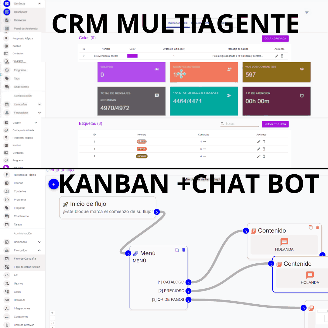 1 MES CRM WHATSAPP MULTIAGENTE EN LA NUBE, CHAT BOT 24/7 KANBAN, ETIQUETAS PROPIAS, 10 AGENTES CON EL MISMO WHATSAPP Y MUCHO MAS  1 CONEXCION